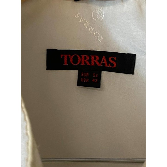 TORRAS LASER CUT LEATHER TRIM BEIGE LINEN MEN'S JACKET 42 - Picture 5 of 8